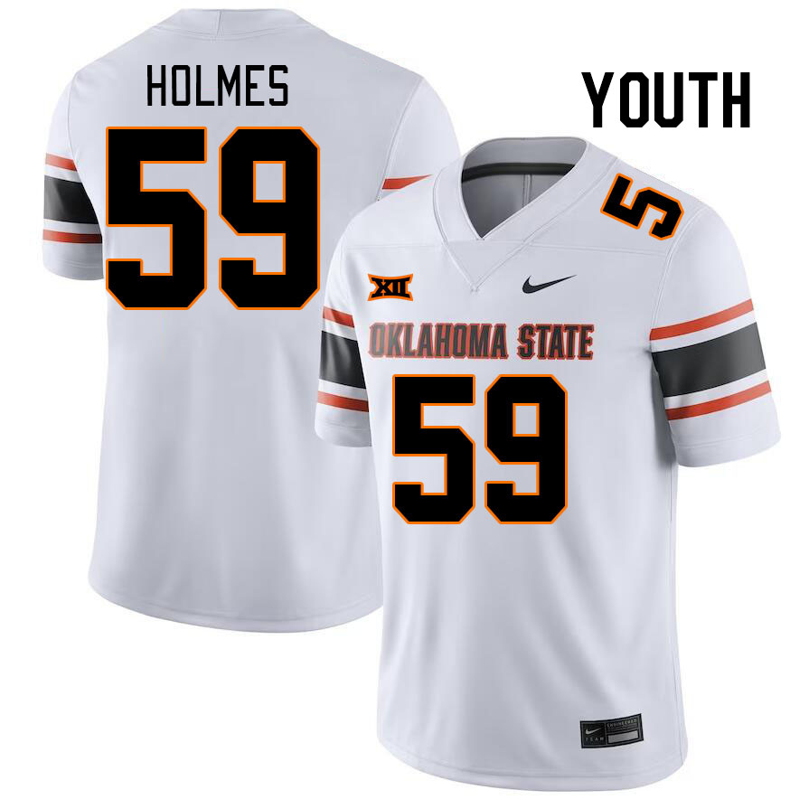 Youth #59 Wyatt Holmes Oklahoma State Cowboys College Football Jerseys Stitched-White